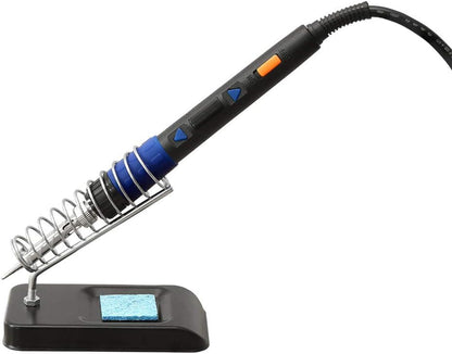 110W Electronics Soldering Iron Kit - LCD Digital Soldering Iron | Adjustable Temperature, Wire & Cutter, Stand, Soldering Iron Tips, Desoldering Pump, Solder, Tweezers, Soldering Flux Paste - color: Blue