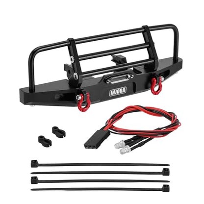 INJORA CNC Aluminum Front and Rear Bumper with Light for 1/18 TRX4M RC - size: Front&Rear