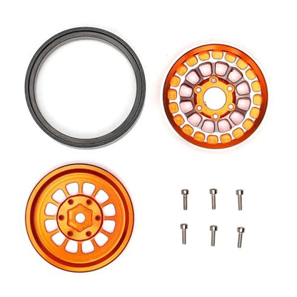 1.3” Aluminum Beadlock Wheels, -4.53mm Offset CNC 7 mm Hex Rims for 1/18 1/24 RC Crawler TRX4M, Axial SCX24 AX24, Redcat Ascent-18, FMS FCX24, 4 pcs, Orange - color: Orange