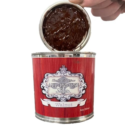 All-in-ONE Gel Stain - Walnut (Rich Brown with red Undertones) - 32oz - color: Walnut, size: 32 Fl Oz