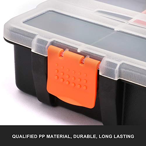 CASOMAN Hardware & Parts Organizers, 4 Piece Set Toolbox, Compartment Small Parts Organizer, Versatile and Durable Storage Tool Box - size: 4 Piece Set, Black/Orange