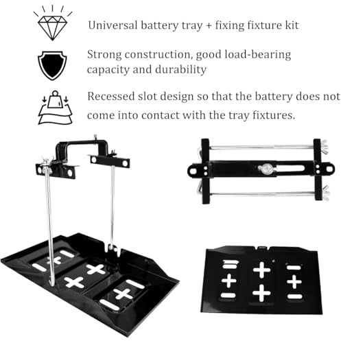 Battery Hold Down Tray Kit Metal Adjustable Battery Tray Holder with Bracket Clamp for Cars Boats Marine - size: 9.05-inch Bolt with 13.38-inch Battery Tray