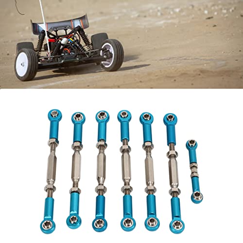 RC Car Push Rod Set, Aluminum Alloy Adjustable Turnbuckle Rod Linkage Upgrade Parts for Slash 1/10 Short Course (Blue) - color: Blue