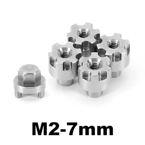 INJORA M2 Wheel Nuts 7mm Stainless Steel Nuts 4PCS for 1/24 RC Crawler Axial SCX24 AX24 Upgrade - size: 7mm