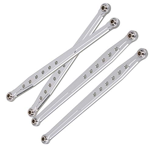 Mxfans Silver Aluminum SCX0007 SCX0010 Front & Rear Suspension Link Rod Linkage for AXIAL SCX10 Electric 4WD RC1:10 Car Set of 2