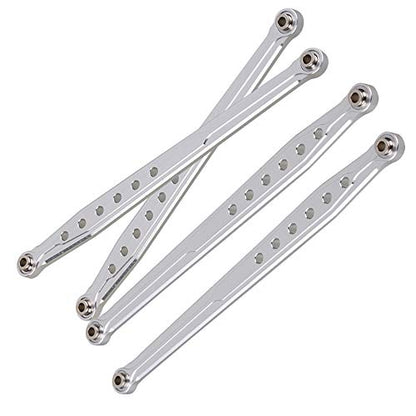 Mxfans Silver Aluminum SCX0007 SCX0010 Front & Rear Suspension Link Rod Linkage for AXIAL SCX10 Electric 4WD RC1:10 Car Set of 2