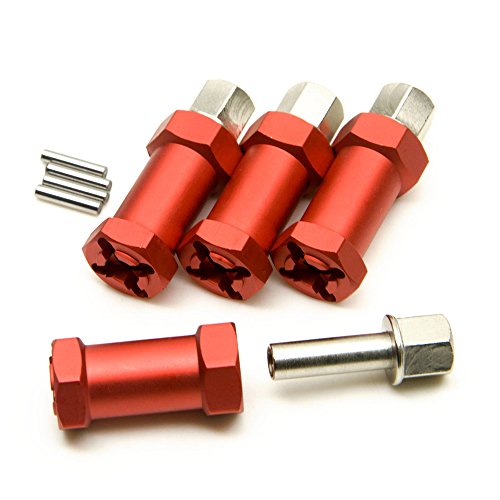 RC 12mm Wheel Hex Drive Hubs Combiner Coupler Aluminum 15mm/20mm/25mm/30mm Offset Extension Longer Combiner Drive Adapter for 1/10 Axial SCX10 Wraith RC Car Upgrade Parts (Red - 25mm) - color: Red - 25mm