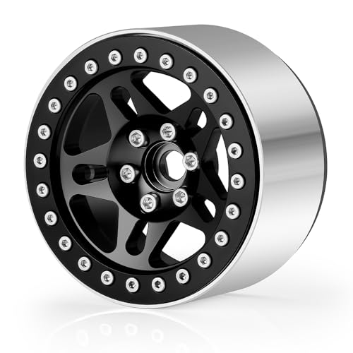 4PCS Aluminum 2.2 Beadlock Wheels for 1/10th RC Crawler Car Wraith RR10 SCX10 TRX4 (Black) - color: Black