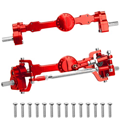Aluminum Alloy Front Rear Portal Axle Upgrade Part Compatible with MN Model MN99S MN98 D90 D91 D99 D99S MN90 1/12 RC Car (Red) - color: Red