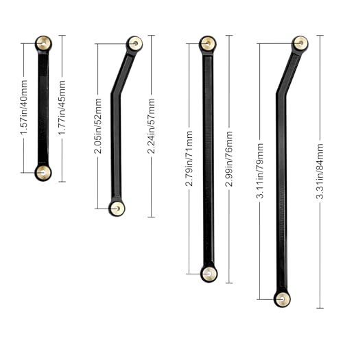 Hobbypark Aluminum High Clearance Links Set Upgrades for Axial SCX24 Gladiator AXI00005 Upgrades 1/24 RC Crawler Car (Black) - color: Black