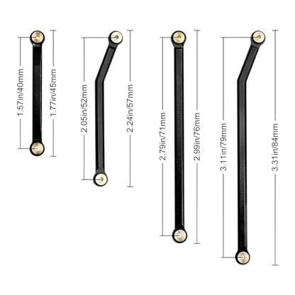 Hobbypark Aluminum High Clearance Links Set Upgrades for Axial SCX24 Gladiator AXI00005 Upgrades 1/24 RC Crawler Car (Black) - color: Black