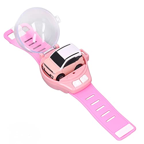 SIXRUN Mini Remote Control Car Watch Toy for Kids, 2.4GHz RC Racing Car with LED Lights, USB Rechargeable, 30m Range, Adjustable Silicone Strap, Birthday Gift for Boys Girls Ages 3+ - color: Pink