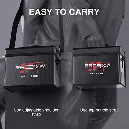 Lipo Battery Safe Bag - Fireproof Explosion-Proof Organizer for Storage, Transportation & Charging - Double Fireproof Zipper Guard (Black)