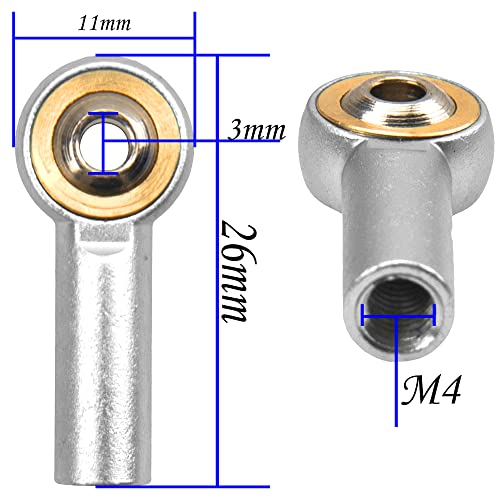 12Pack Vgoohobby Aluminum M4 Link Rod Tie Rod End Ball Head Joint Holder CW 26mm Compatible with Axial Redcat HPI Traxxas HSP 1/10 RC Car Truck Buggy Crawler (Silver) - color: Silver