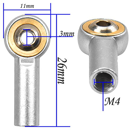 12Pack Vgoohobby Aluminum M4 Link Rod Tie Rod End Ball Head Joint Holder CW 26mm Compatible with Axial Redcat HPI Traxxas HSP 1/10 RC Car Truck Buggy Crawler (Silver) - color: Silver
