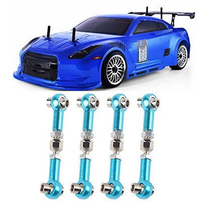 4Pcs Aluminum Alloy Steering Linkage Rods Upgrade Fit for HSP 94122 94123/10 RC Cars, Metal Arms Replacement Parts Red Blue - color: Blue