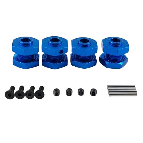 17mm Aluminum Wheel Hex Hub & Nut Set for ARRMA Typhon 4X4 3S BLX (Blue) | 550 MEGA,1/8 Scale,Fits Hex Wheels,Upgrade Parts,AR310906 Compatible,ARA310906 ,AR310904 Compatible,ARA310904 Compatible - color: Blue