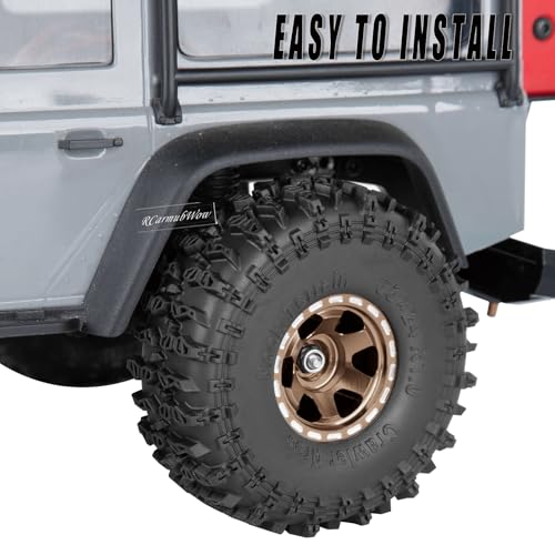 1.0 Beadlock Wheel Tires Set for 1/24 SCX24,1/18 TRX4M RC Crawler Car,1.0 Beadlock Wheels 1.0 Beadlock Tires RC Upgrades Part,4pcs,Bronze - color: Bronze(4pcs)