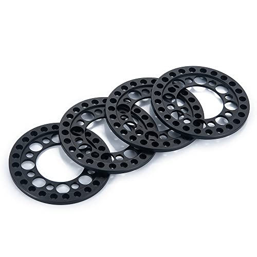 4pcs 2.2inch Aluminum RC Beadlock Wheel Replacement Ring for 1/10 RC Crawler Car 2.2" Wheels Rim (Black) - color: Black