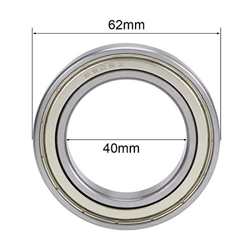 uxcell 6908ZZ Deep Groove Ball Bearings Z2 40mm x 62mm x 12mm Double Shielded Carbon Steel 2pcs - size: 40mmx62mmx12mm