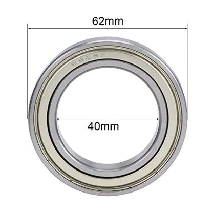 uxcell 6908ZZ Deep Groove Ball Bearings Z2 40mm x 62mm x 12mm Double Shielded Carbon Steel 2pcs - size: 40mmx62mmx12mm