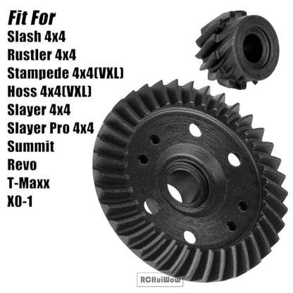 RC 13-37T Differential Gear Assembly Upgrades Part for 1/10 4x4 Slash Rustler Stampede Hoss Slayer T-MAXX XO-01 Summit Revo,Steel Front Rear Gearbox Helical Gears