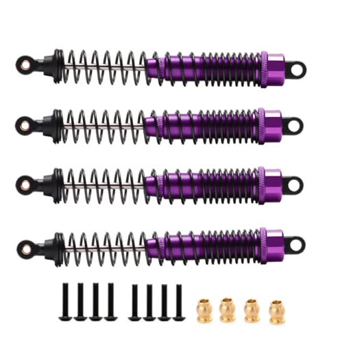 Alloy Shock Absorber Damper 130mm Adjustable for RC Car 1/10 Crawler Truck HPI HSP Losi Axial Tamiya Redcat Upgrade Part 4pcs/Set(Purple) - color: purple