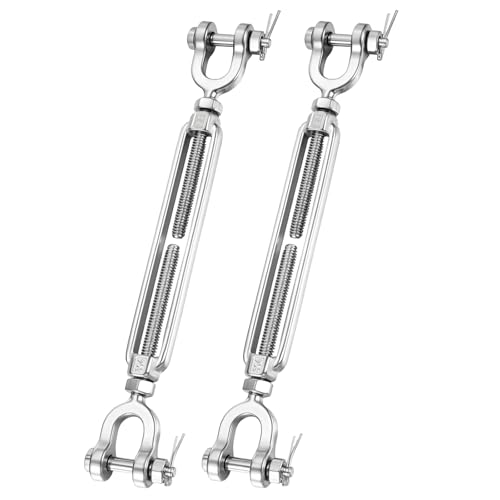 5/8"x9" Stainless Steel Turnbuckle Heavy Duty Cable Tensioner 2Pack | M16, Large, Long, Jaw and Jaw, UNC Thread, with Locking Nut, for Cables Wire, Sun Shade, Zipline, Shade Sail, 4000lbs WLL - size: 2 PACK 5/8" Jaw and Jaw Turnbuckle
