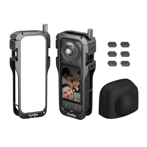 SMALLRIG Cage for Insta360 X5 Accessories, Aluminum Alloy Protective Case for Insta360 x5 with Quick Release, Built-in Cold Shoe Mounts & 1/4" Threads, with Silicone Lens Guard Cap - 5195 - style: for Insta360 X5