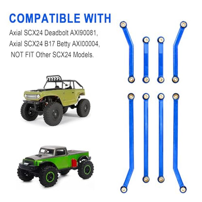 Hobbypark High Clearance Links Set Aluminum Upgrades Linkage for Axial SCX24 Deadbolt AXI90081 B17 Upgrades 1/24 RC Crawler Car (Blue) - color: Blue