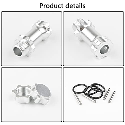 4pcs Aluminum 17mm Hex Adapter 30mm Extension Wheel Hub Drive Offset Width Extender with Anti-dust Cap Nuts for 1/8 RC On Road Car Off Road Truggy Truck Buggy Crawler, Silver - color: Silver