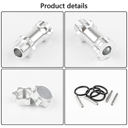 4pcs Aluminum 17mm Hex Adapter 30mm Extension Wheel Hub Drive Offset Width Extender with Anti-dust Cap Nuts for 1/8 RC On Road Car Off Road Truggy Truck Buggy Crawler, Silver - color: Silver