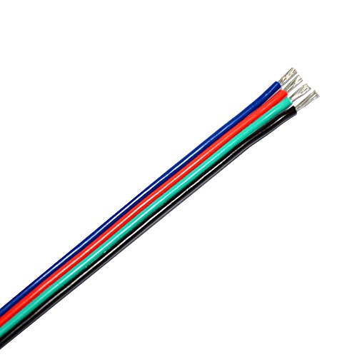 TUOFENG 22 AWG 4 Pin RGB Extension Cable, 40ft | LED Strip Wire - size: 22 AWG 4 Parallel PVC Wire 40ft