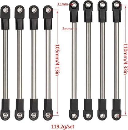 Stainless Steel Chassis Tie Rod 275mm Wheelbase Links Set with M4 Rod Ends for 1/10 RC Crawler 275WB SCX10 D90 TF2 DIY Part