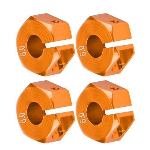 4 Pcs Universal Wheel Hex Hub Adapters,12mm Wheel Hex Mount with Pins and Screws,Wheel Hex Drive Adapters Hub RC Model Vehicle Accessory for RC Spare Part RC Car Upgrade Parts (6.0MM Gold) - size: 6.0MM gold
