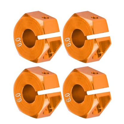 4 Pcs Universal Wheel Hex Hub Adapters,12mm Wheel Hex Mount with Pins and Screws,Wheel Hex Drive Adapters Hub RC Model Vehicle Accessory for RC Spare Part RC Car Upgrade Parts (6.0MM Gold) - size: 6.0MM gold