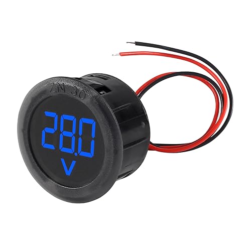 3pcs DC 4-100V LED Digital Display Circular Two-Wire Voltmeter DC Digital Voltmeter Head Display Reverse Connection Protection(Blue) - color: Blue