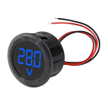 3pcs DC 4-100V LED Digital Display Circular Two-Wire Voltmeter DC Digital Voltmeter Head Display Reverse Connection Protection(Blue) - color: Blue