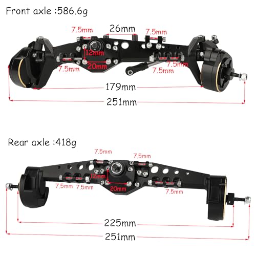 CNC Machined Aluminum Front & Rear Offset Portal Axle with Brass Counterweight for 1/10 RC Crawler Axial Capra 1.9 UTB AXI03004 LCG Chassis Cheater Rigs Upgrades