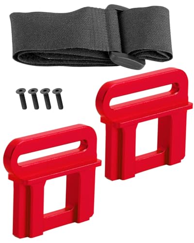 RC Tall Battery Holder Mount Hold Down Upgrades Part for 1/8 6S Maxx Slash / 4WD Sledge,Aluminium Battery Mounting Plate Tray Battery Holder Mount with Strap,Red - color: Red - (Upgrades)