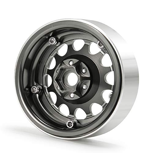 RCLIONS 4PCS Aluminum 2.2" Beadlock Wheels Rims for 1/10 RC Rock Crawler Car Axial Wraith SCX10 SCX10-II TRX4