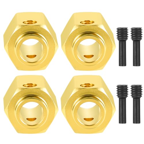 4Pcs Brass 12mm Wheel Hex Hubs Adapter, 12mm Thickness | 5mm, 8mm, 9mm, 10mm, 11mm, 12mm, Extension Combiner, Counterweight, For 1/10 Tra-xxas TRX4, RC Crawler Car - color: 12mm Thickness