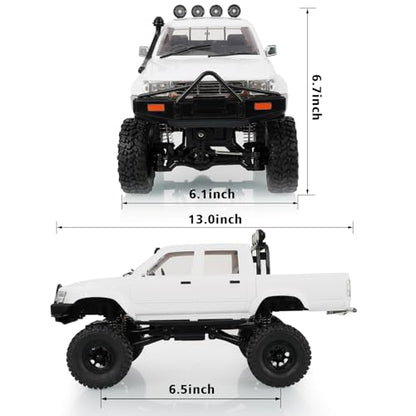ARRIS WPL C64-1 1/16 RC Rock Crawler 4WD Trail Truck RTR | Realistic Pickup Body, Full Proportional Steering, LED Lights, Hobby Grade Platform - style: WPL C64-1 White