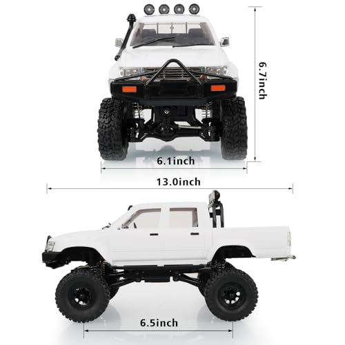 ARRIS WPL C64-1 1/16 RC Rock Crawler 4WD Trail Truck RTR | Realistic Pickup Body, Full Proportional Steering, LED Lights, Hobby Grade Platform - style: WPL C64-1 White