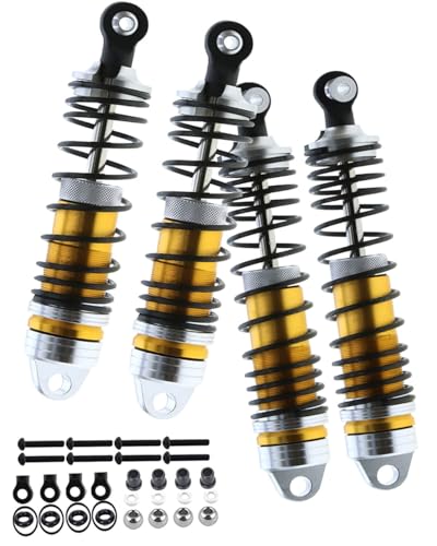 RC Shocks Absorber Upgrades Part for 1/10 Lasernut U4, Tenacity DB Pro,TENACITY TT Pro 4WD SCT,4PCS Aluminum Front Rear Big Bore RC Shocks Damper,90mm 100mm Metal Hop Ups,#LOS233011,Gold - color: Gold - 4pcs