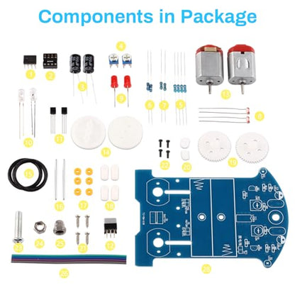 MiOYOOW Line Following Robot Car Kit, Beginners Smart Car Soldering Practice Kit STEM Educational Electronics Soldering Projects for School and Home Learning - color: 1 Pack-soldering Tracking Car(dc Motor)
