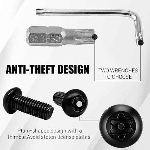 Anti Theft License Plate Screws, License Plate Bolts, Stainless Steel Security Plate Mounting Hardware Kit, Auto Accessories Anti Theft License Plates Screws for Fastening Car Tag Frame Holder