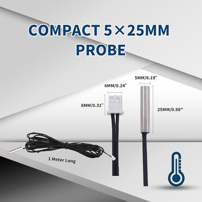 10K Temperature Sensor Probe 6pcs 1 Meter Waterproof Temp Sensor Probe Stainless Steel 3950 NTC Temp Sensor Probe Digital Temperature Transmitter Extension Cable