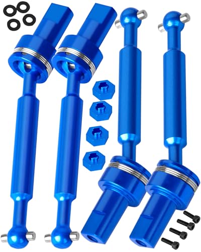 RC Driveshafts Axles Upgrades Part for 1/18 LaTrax Teton,LaTrax Desert Prerunner,7075 Aluminum Front Rear Drive Shafts CVD w/6061 Hex Hops Up,4PCS,Replace #7650,Navy Blue - color: Navy Blue(4pcs)