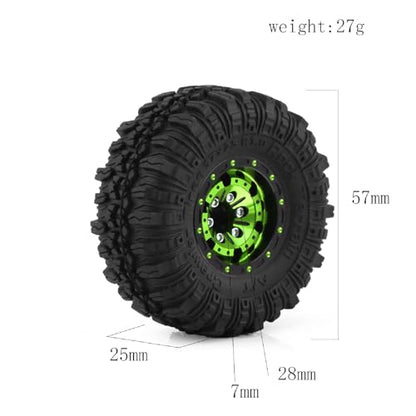 REDSPIDER （4pcs） 1.0 beadlock Wheels and Tires，1.0 Tires Set Has Super Soft Stickiness，Wheel hub Colors Available. 1.0 Crawler Tires for TRX4M Axial AX24 SCX24 FCX24 1/18 1/24 RC Crawler Car (Green) - color: Green